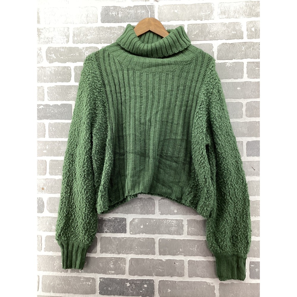 Miracle Green Cowl Neck Chunky Knit Sweater